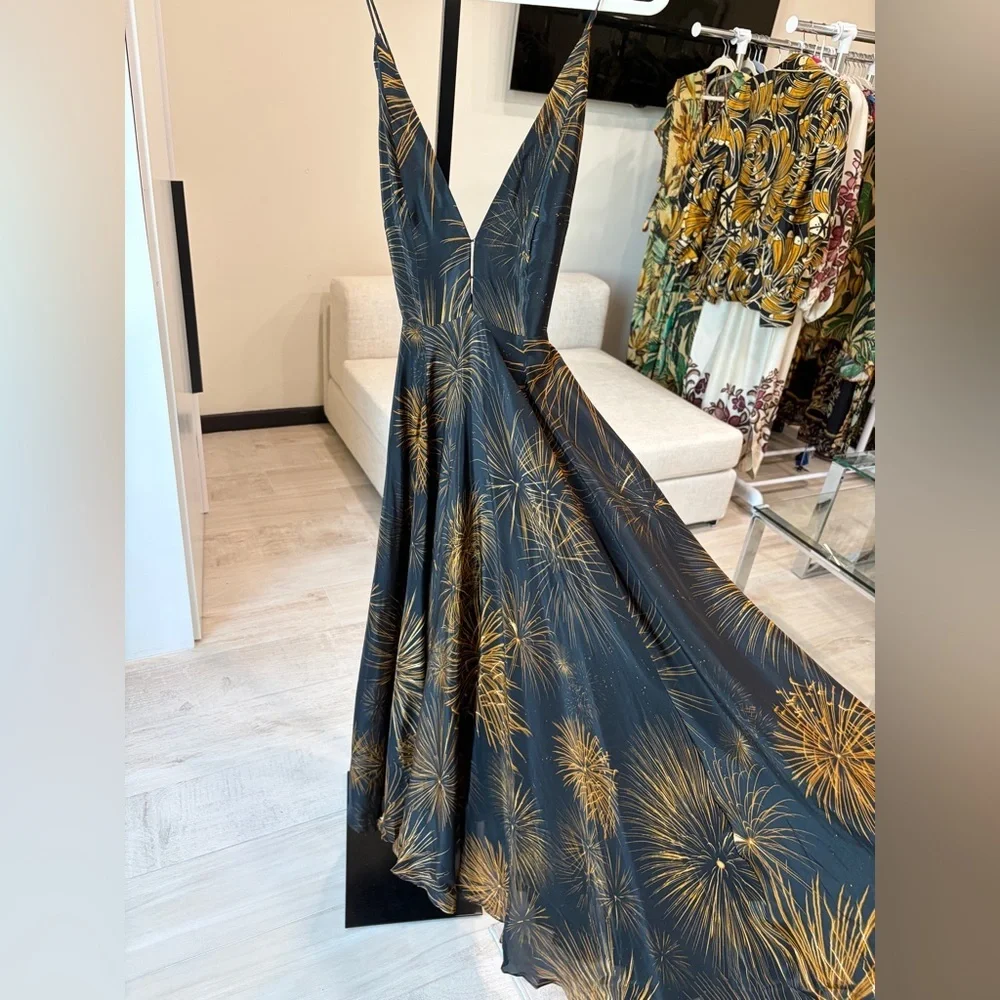 Farm Rio: Black Fireworks Sleeveless Open Back Maxi Dress - Picture 12 of 14